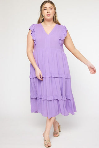 Cori Tiered Midi Dress - Lavender