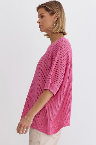 Maggie Open Weave Sweater - Pink