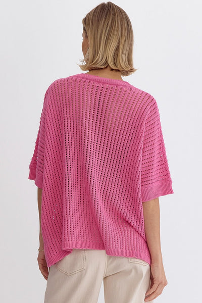 Maggie Open Weave Sweater - Pink