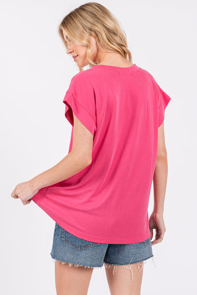 Make The Move V-Neck Top - Hot Pink