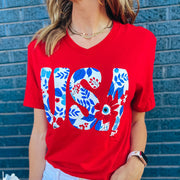 USA Floral Tee