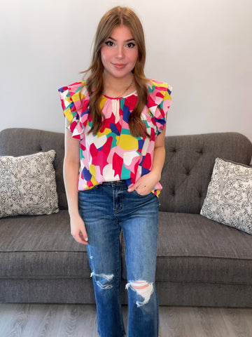 Lennon Ruffle Sleeve Top
