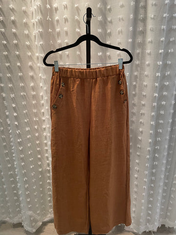 Mia Wide Leg Pant - Brown