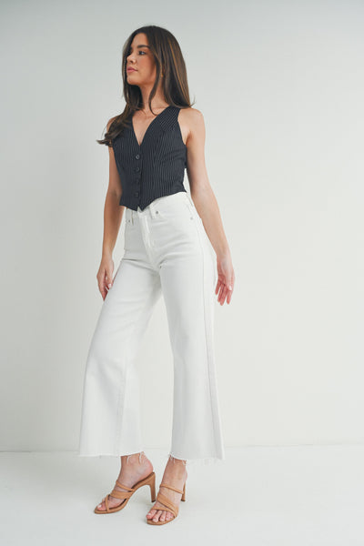 Kendall Slim Wide Leg Jean - White