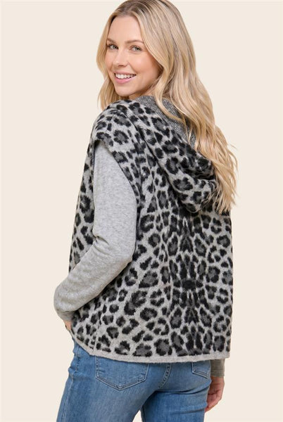 Lead The Way Leopard Vest - Gray