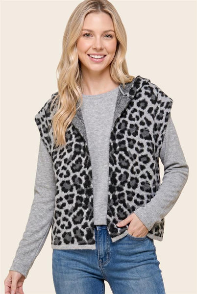 Lead The Way Leopard Vest - Gray