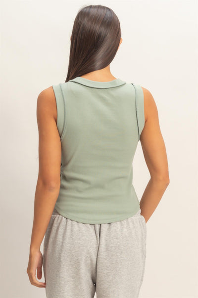 Lennie Ribbed Tank - Sage