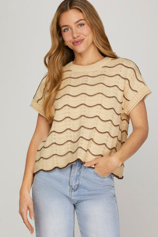 Lennon Scallop Sweater - Taupe