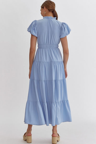 Naomi Tiered Midi Dress - Blue