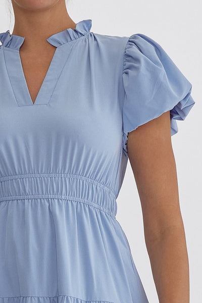 Naomi Tiered Midi Dress - Blue