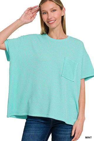 Lois Ribbed Top - Mint