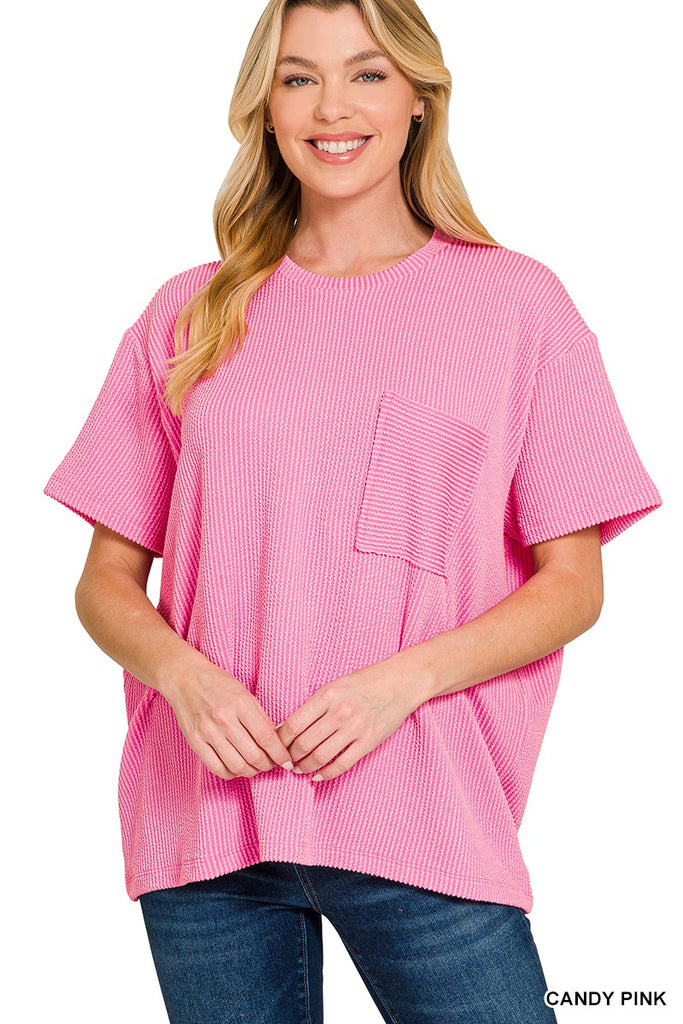 Lois Ribbed Top - Pink