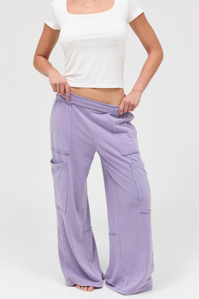 Mineral Washed Sweatpants - Purple
