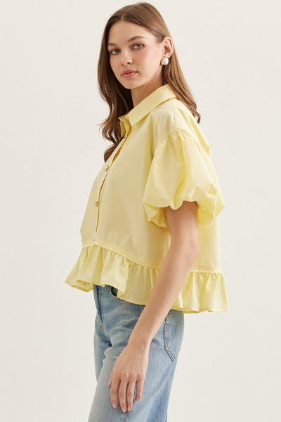Mira Button Up Top - Yellow