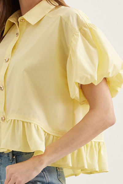 Mira Button Up Top - Yellow
