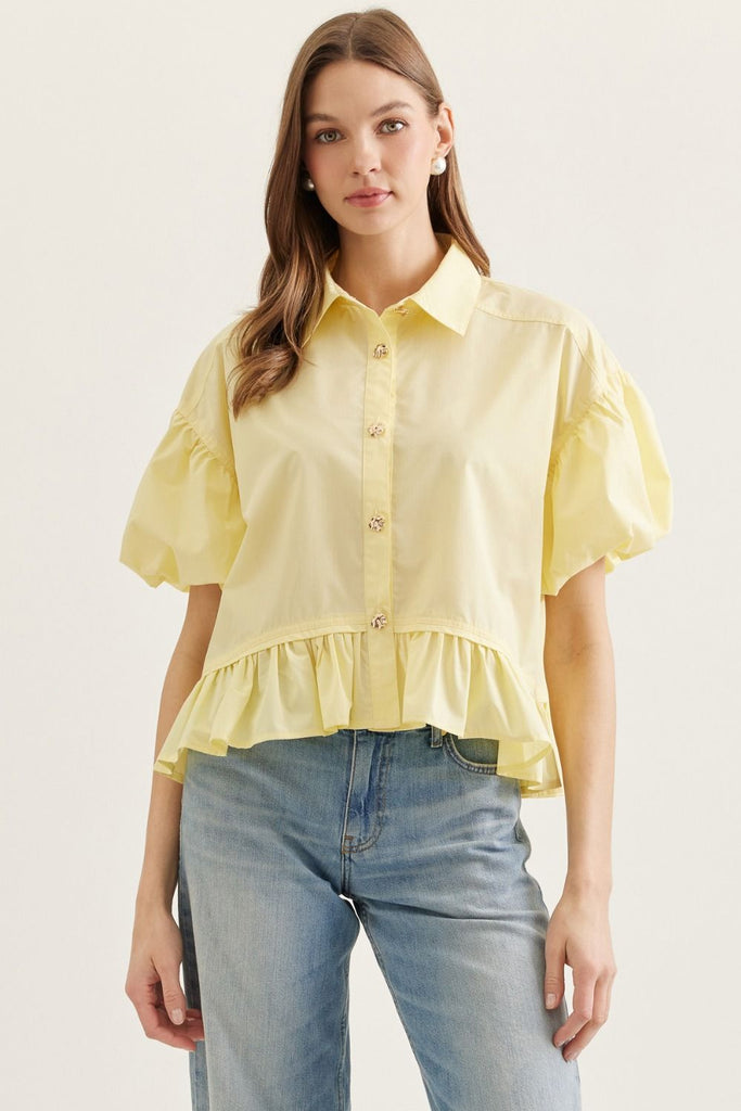 Mira Button Up Top - Yellow