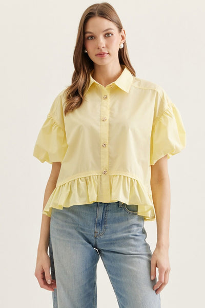 Mira Button Up Top - Yellow