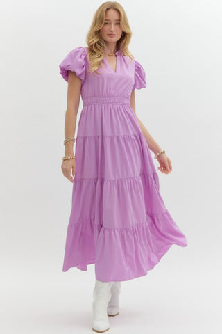 Naomi Tiered Midi Dress - Lavender