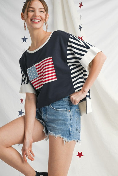 Feels Like Freedom Top - Navy