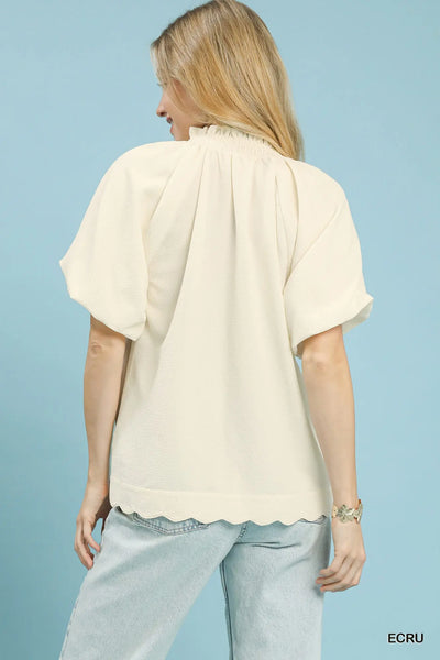 Nylah Scalloped Top - Ecru