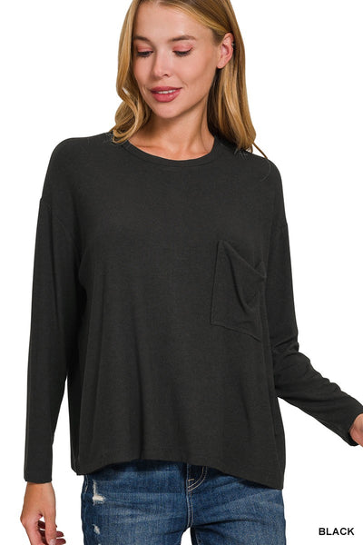 The Perfect Pocket Long Sleeve Tee - Black