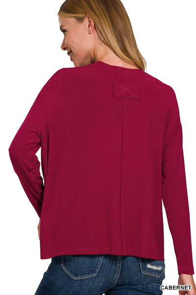 The Perfect Pocket Long Sleeve Tee - Burgundy