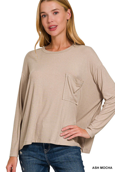 The Perfect Pocket Long Sleeve Tee - Mocha