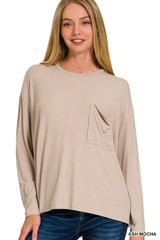 The Perfect Pocket Long Sleeve Tee - Mocha