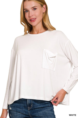 The Perfect Pocket Long Sleeve Tee - White
