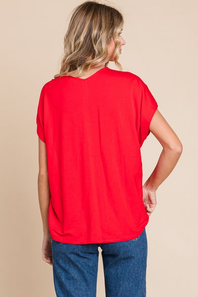Lily V-Neck Top - Red