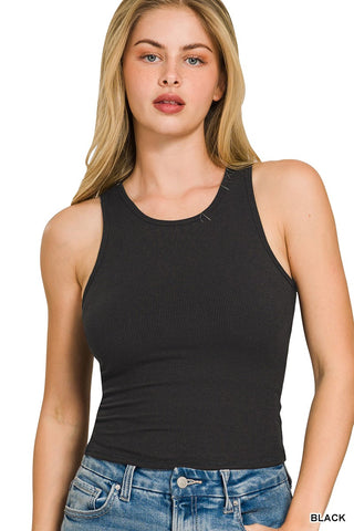 Racerback Ribbed Tank - Black