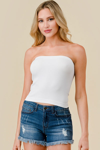 Ribbed Tube Top - White