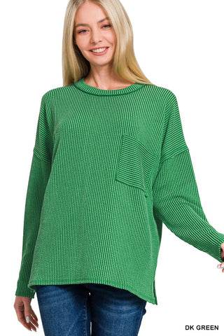 Roxanna Ribbed Top - Green