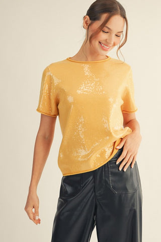 Eyes On You Sequin Top - Yellow