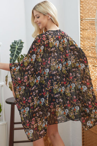 Malia Floral Kimono - Black