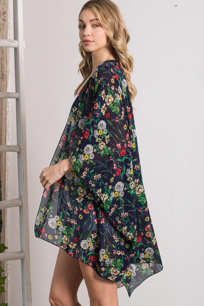Malia Floral Kimono - Navy