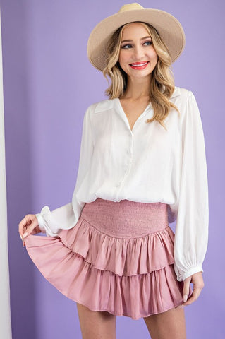 Go With You Ruffle Layer Skirt - Blush