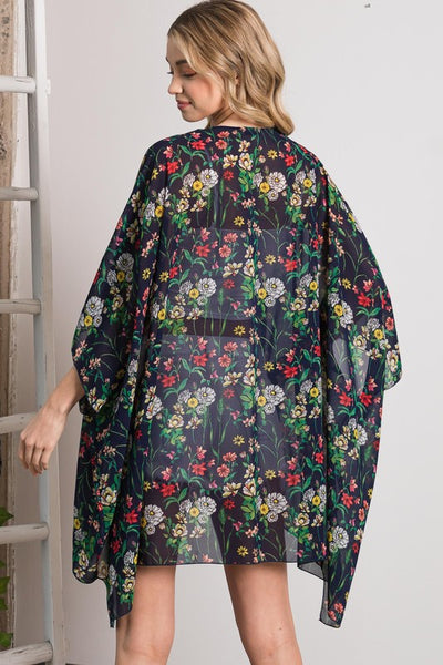 Malia Floral Kimono - Navy