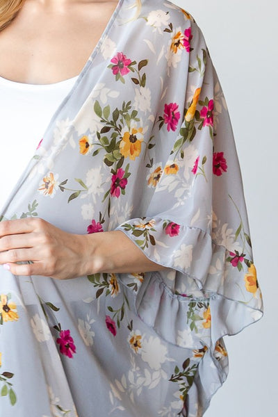 Alayna Floral Kimono - Silver