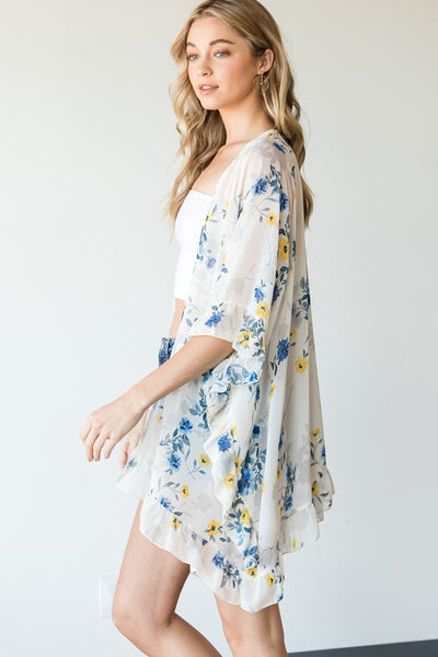 Alayna Floral Kimono - White