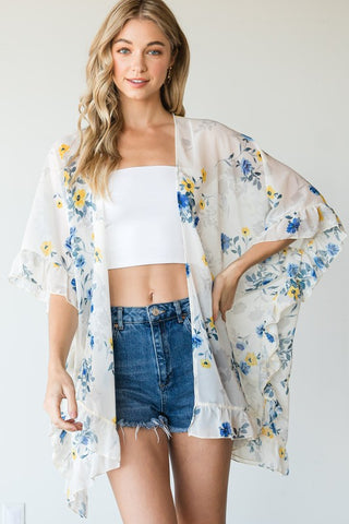 Alayna Floral Kimono - White