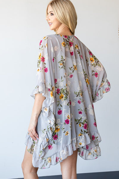 Alayna Floral Kimono - Silver