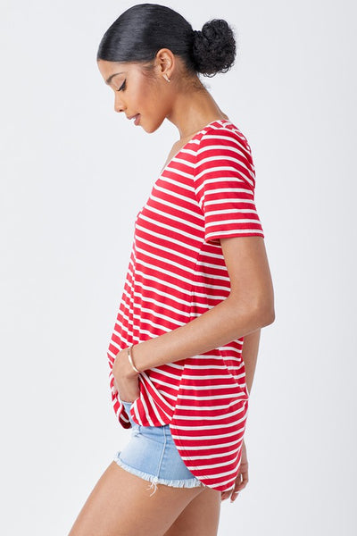 Just Be Sweet Striped Top - Red