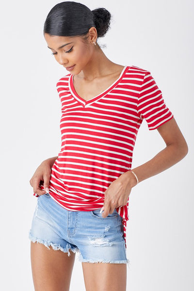 Just Be Sweet Striped Top - Red