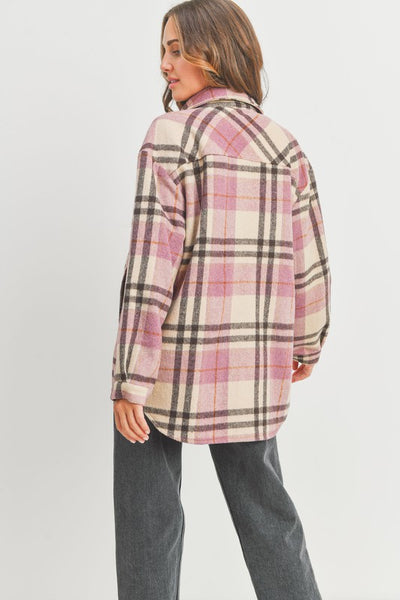 Love Blooms Plaid Shacket - Mauve
