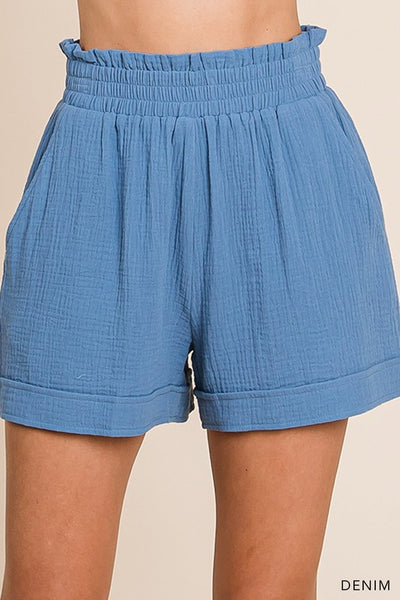 Eliana Gauze Shorts - Blue