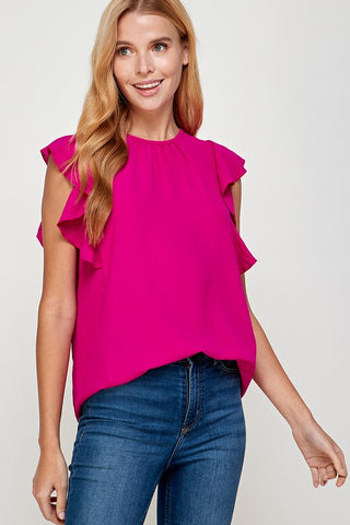 Maya Ruffle Sleeve Top - Pink