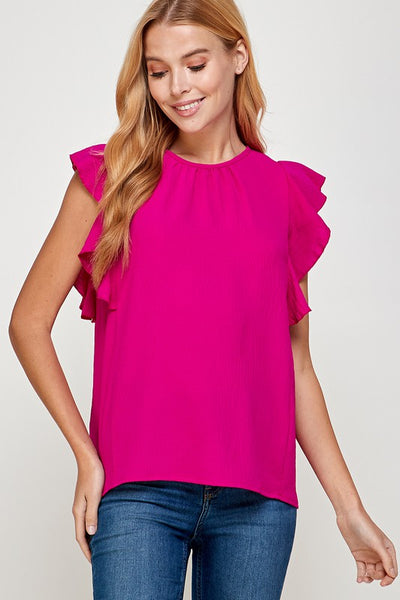 Maya Ruffle Sleeve Top - Pink