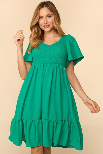 Hadley Flutter Sleeve Dress - Green