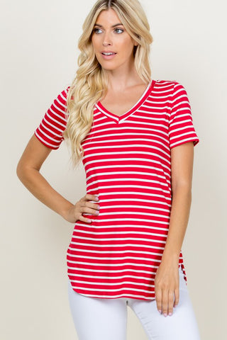 Just Be Sweet Striped Top - Red